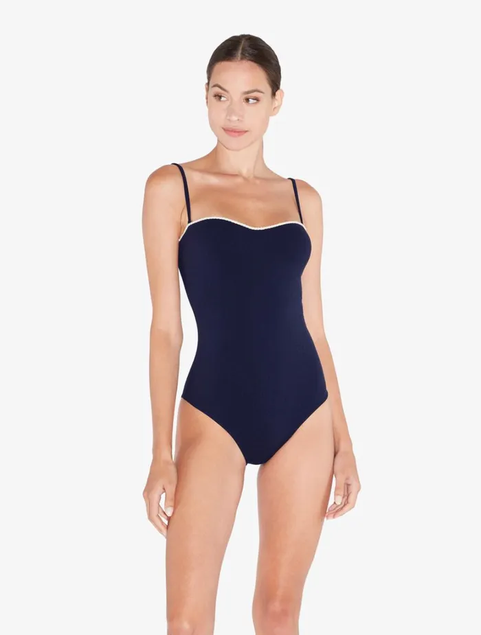 La Perla Monogram Underwired Swimsuit In Navy Women OnePiece Bathing Suits