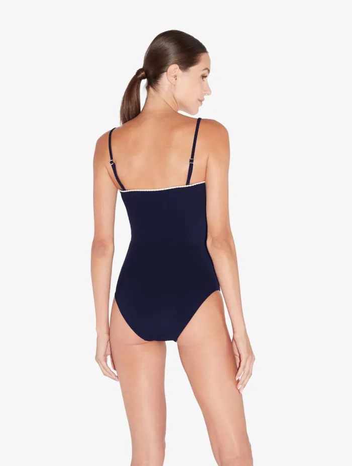 La Perla Monogram Underwired Swimsuit In Navy Women OnePiece Bathing Suits