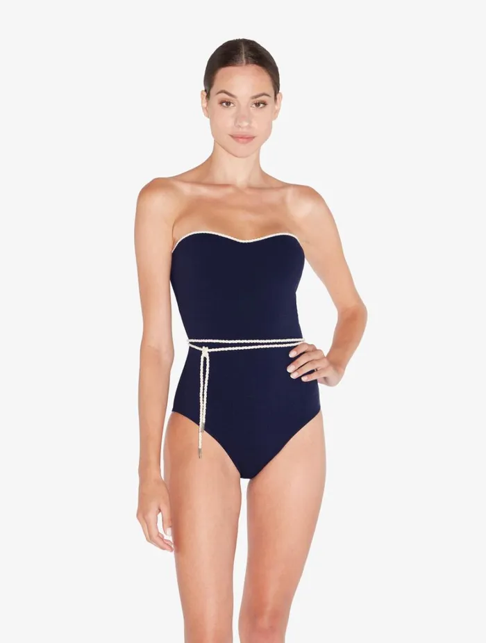 La Perla Monogram Underwired Swimsuit In Navy Women OnePiece Bathing Suits