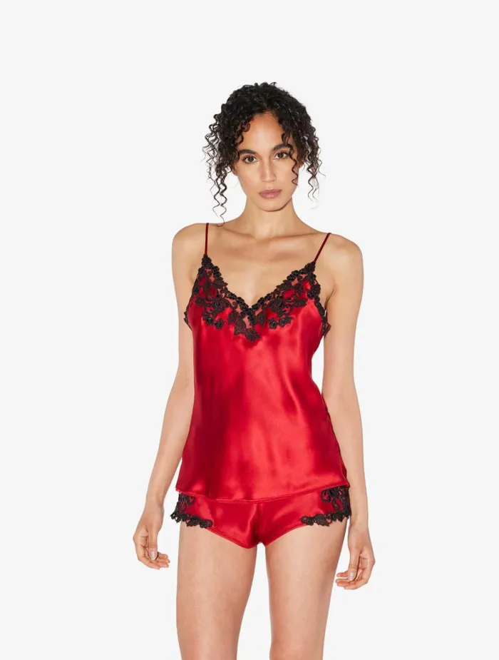 La Perla Red Silk Camisole With Frastaglio Women Camisoles