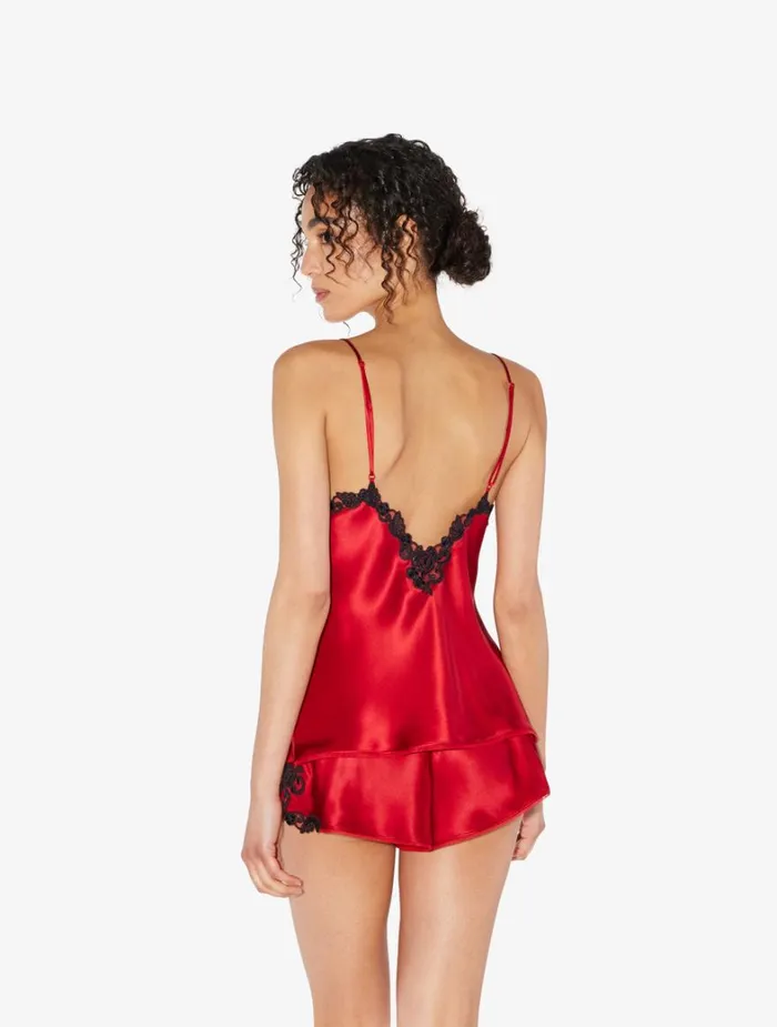 La Perla Red Silk Camisole With Frastaglio Women Camisoles