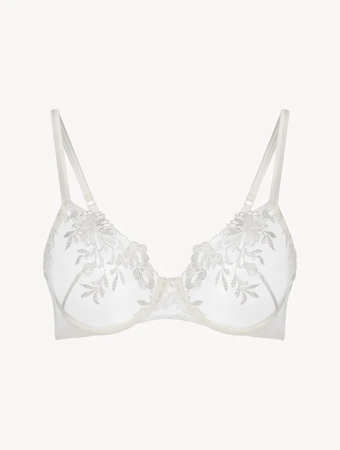 La Perla Underwired Bra In Offwhite Lycra With Embroidered Tulle Women Underwired