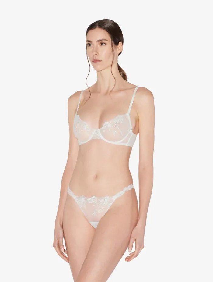La Perla Underwired Bra In Offwhite Lycra With Embroidered Tulle Women Underwired