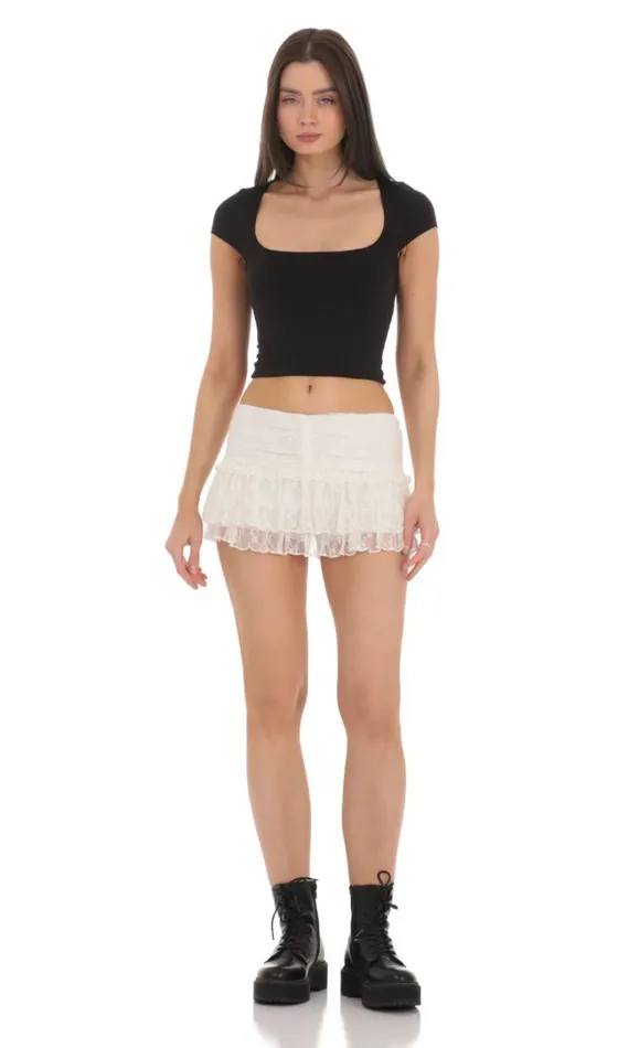 Lace Ruffle Skort White Women LUCY IN THE SKY Shorts