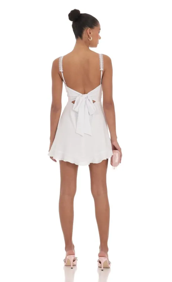Lace Strap Open Back Dress White Women LUCY IN THE SKY Mini Dresses