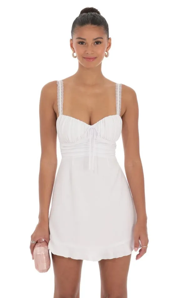 Lace Strap Open Back Dress White Women LUCY IN THE SKY Mini Dresses