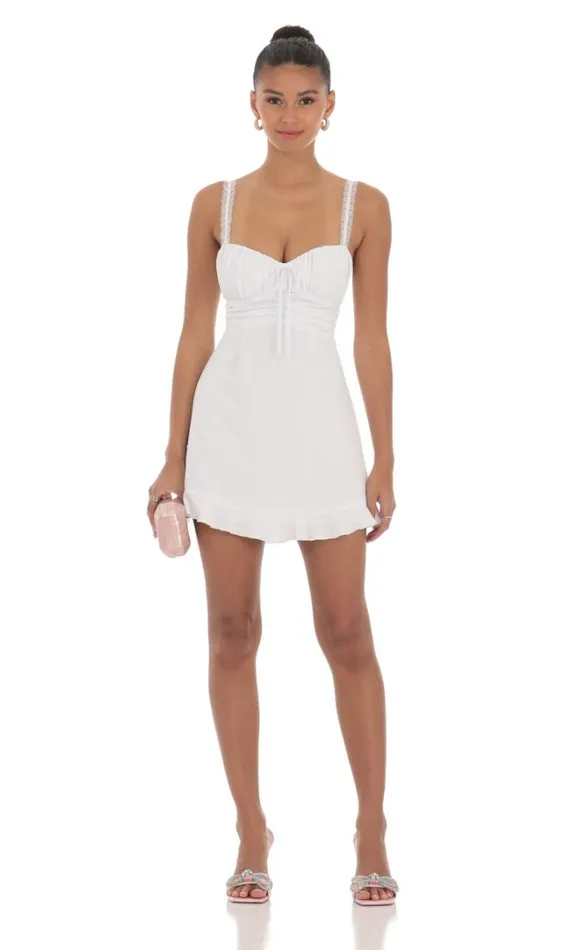 Lace Strap Open Back Dress White Women LUCY IN THE SKY Mini Dresses