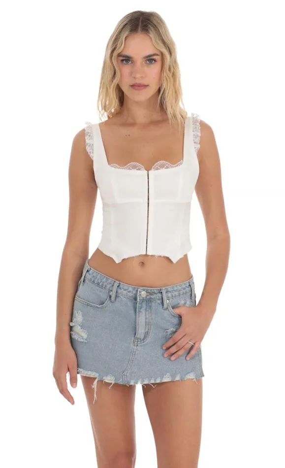 Lace Trim Top White Women LUCY IN THE SKY Tops