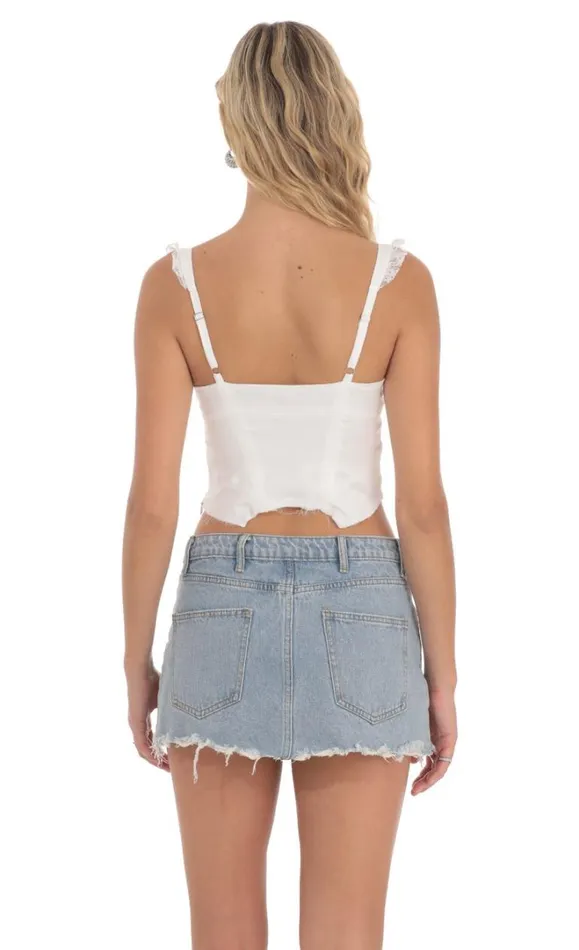 Lace Trim Top White Women LUCY IN THE SKY Tops Lace Trim Top White Women LUCY IN THE SKY Tops
