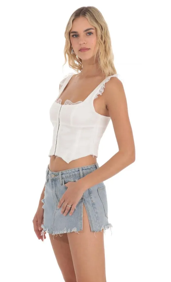 Lace Trim Top White Women LUCY IN THE SKY Tops Lace Trim Top White Women LUCY IN THE SKY Tops