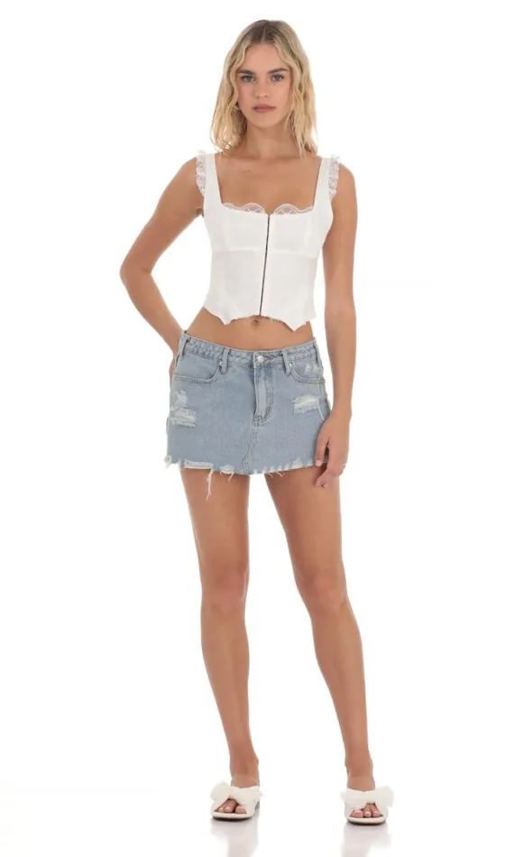 Lace Trim Top White Women LUCY IN THE SKY Tops Lace Trim Top White Women LUCY IN THE SKY Tops