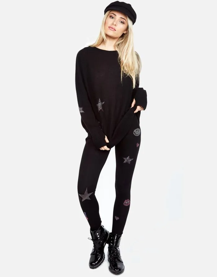 Ladona Crystal Elements Black Women Lauren Moshi Sweaters and Knits