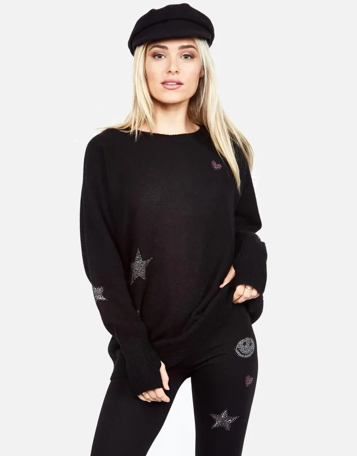 Ladona Crystal Elements Black Women Lauren Moshi Sweaters and Knits