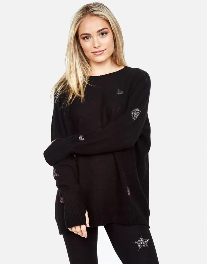 Ladona Crystal Elements Black Women Lauren Moshi Sweaters and Knits