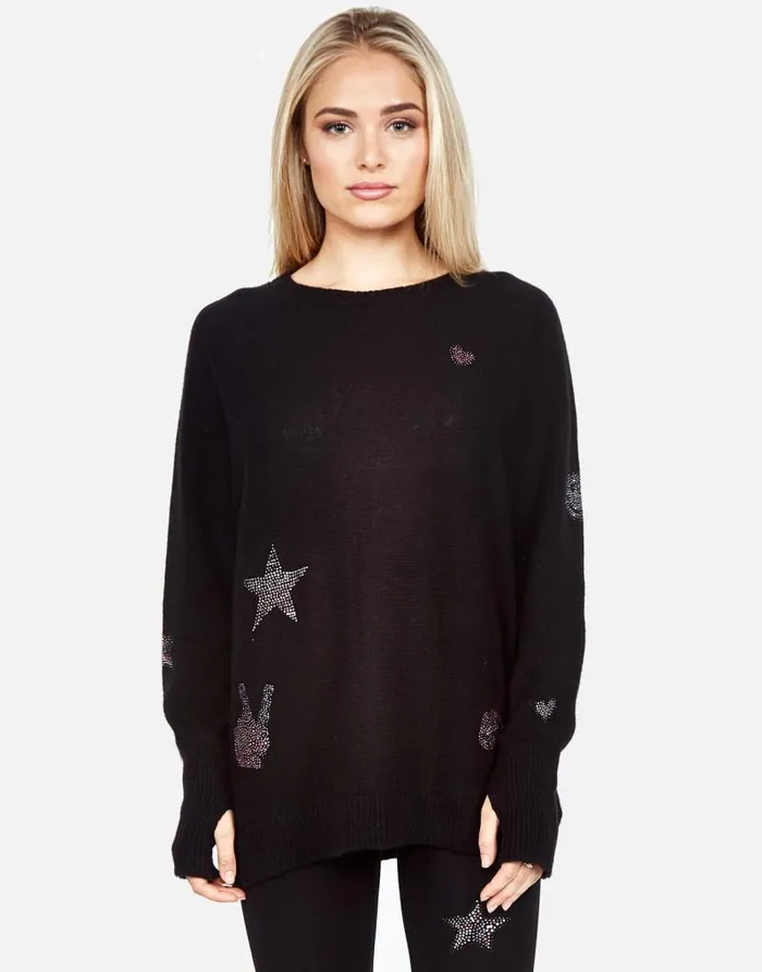 Ladona Crystal Elements Black Women Lauren Moshi Sweaters and Knits
