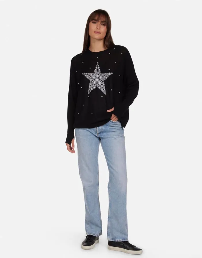Ladona Diamond Star Black Women Lauren Moshi Sweaters and Knits