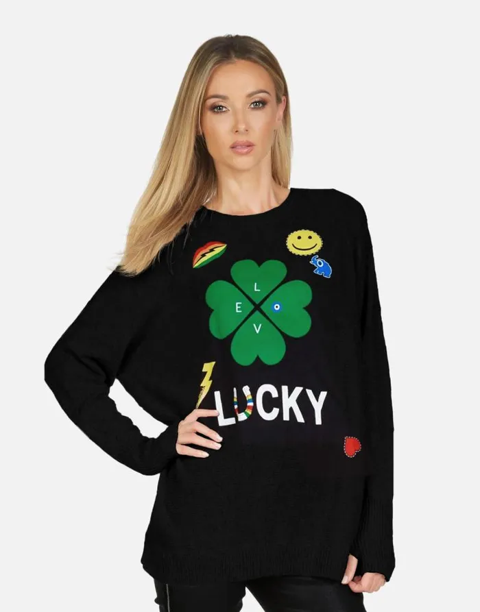 Ladona X Lucky Clover Black Women Lauren Moshi Sweaters and Knits