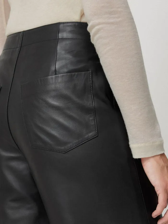 Leather Barrel Leg Trouser Black Women Jigsaw Trousers
