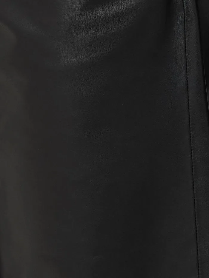 Leather Barrel Leg Trouser Black Women Jigsaw Trousers