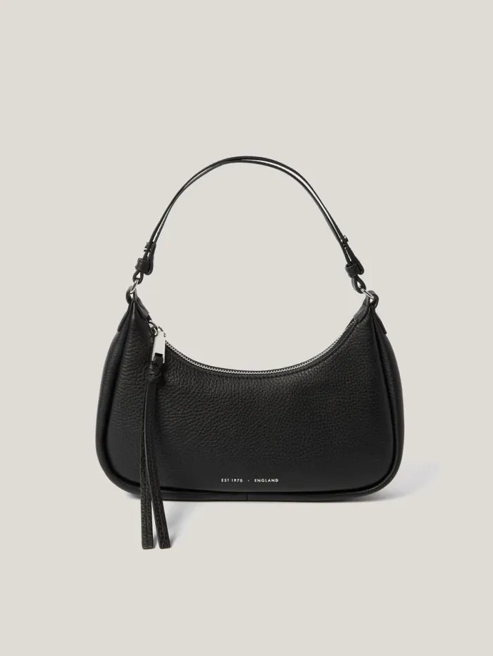 Leather Crescent Shoulder Bag Black Women Jigsaw Wallets and Card Holders