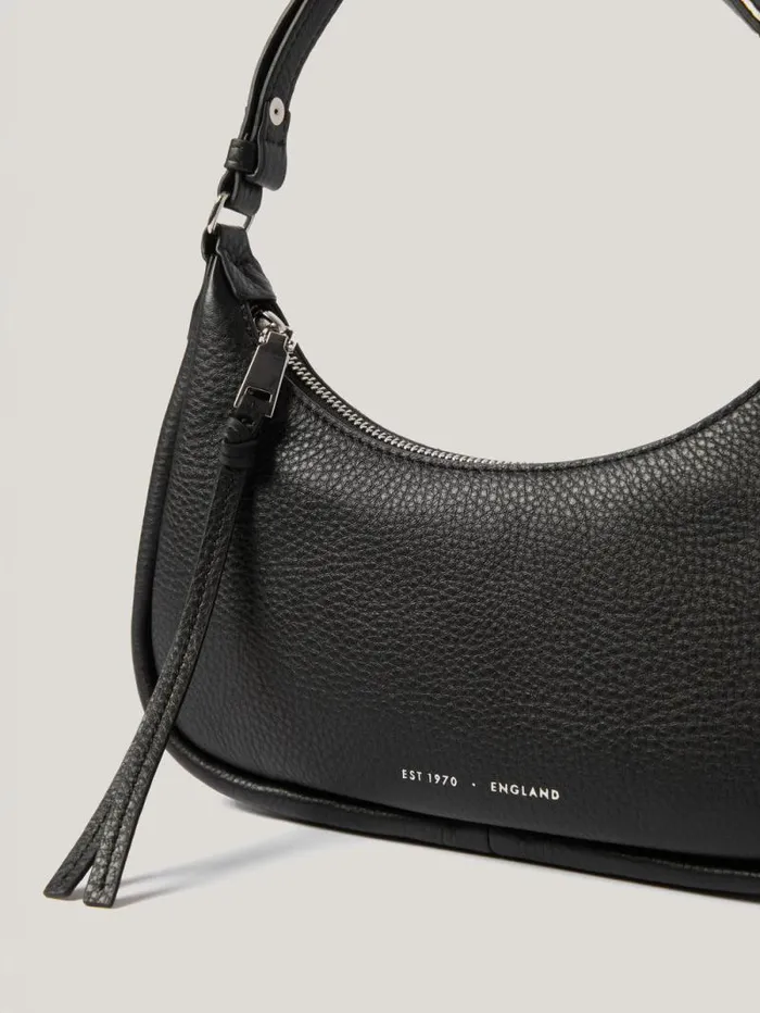Leather Crescent Shoulder Bag Black Women Jigsaw Wallets and Card Holders