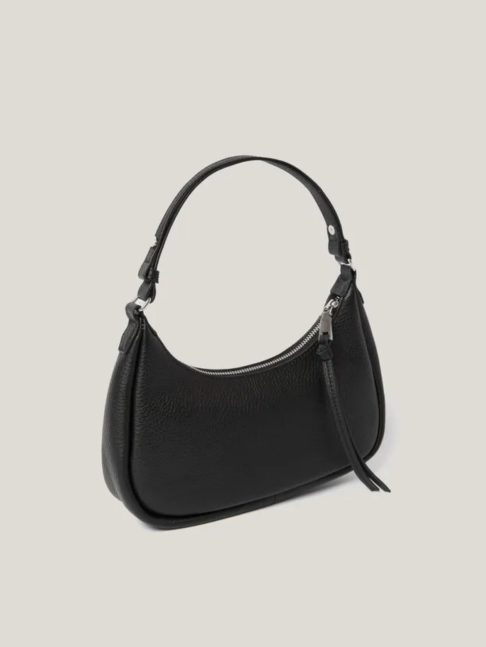Leather Crescent Shoulder Bag Black Women Jigsaw Wallets and Card Holders