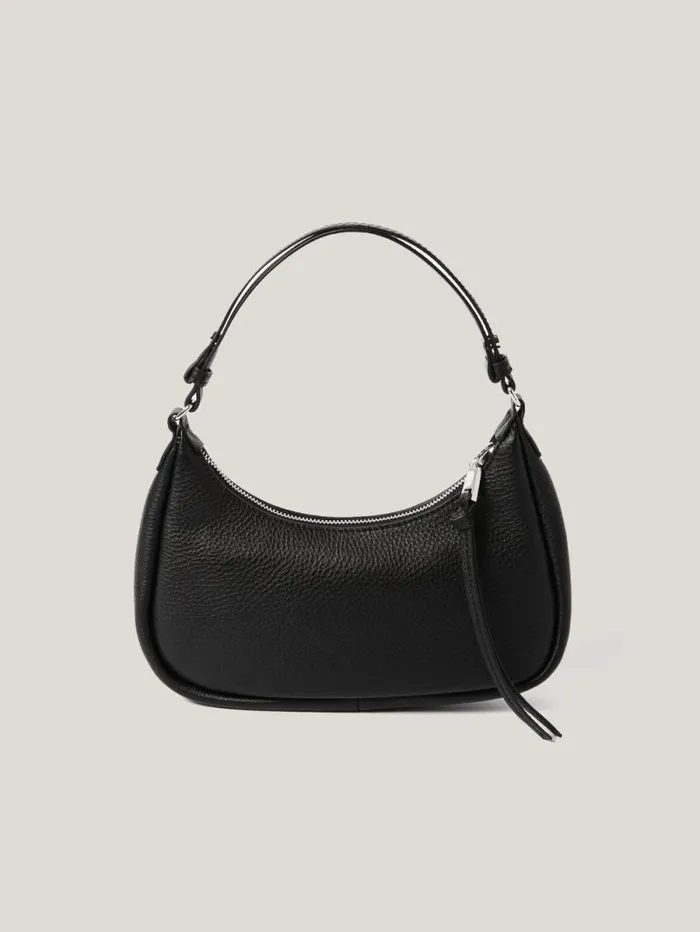 Leather Crescent Shoulder Bag Black Women Jigsaw Wallets and Card Holders
