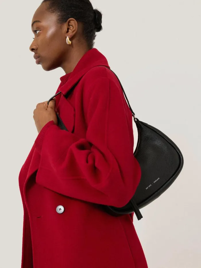 Leather Crescent Shoulder Bag Black Women Jigsaw Wallets and Card Holders