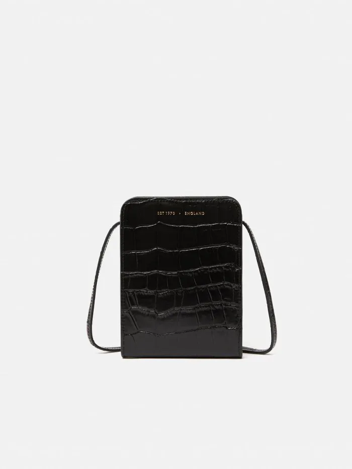 Leather Crossbody Phone Bag Black Women Jigsaw Wallets and Card Holders