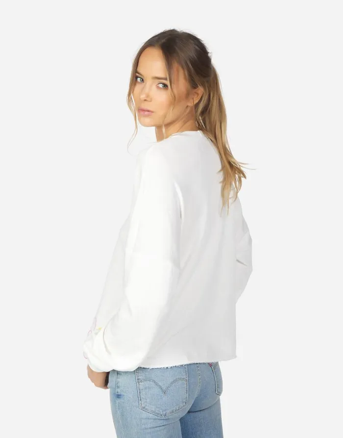 Lee Happiness Embroidery Milk Women Lauren Moshi Long Sleeve