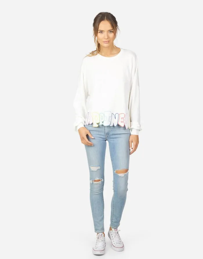 Lee Happiness Embroidery Milk Women Lauren Moshi Long Sleeve