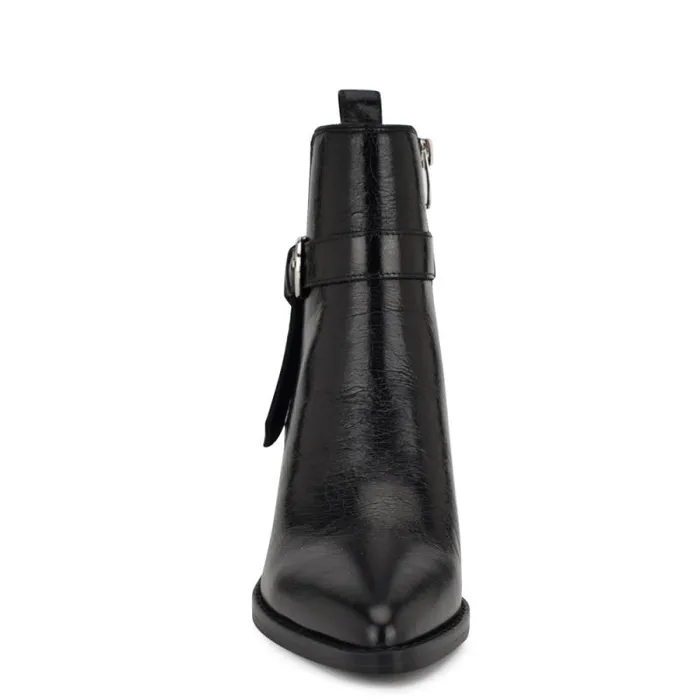 Lemone Pointy Toe Booties Black Leather Women Nine West Boots and Booties