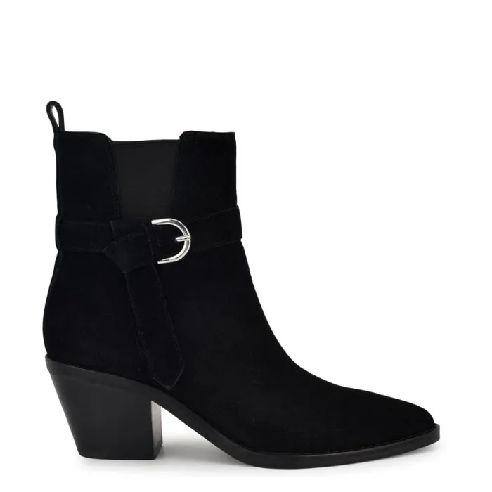 Lemone Pointy Toe Booties Black Suede Women Nine West Boots and Booties
