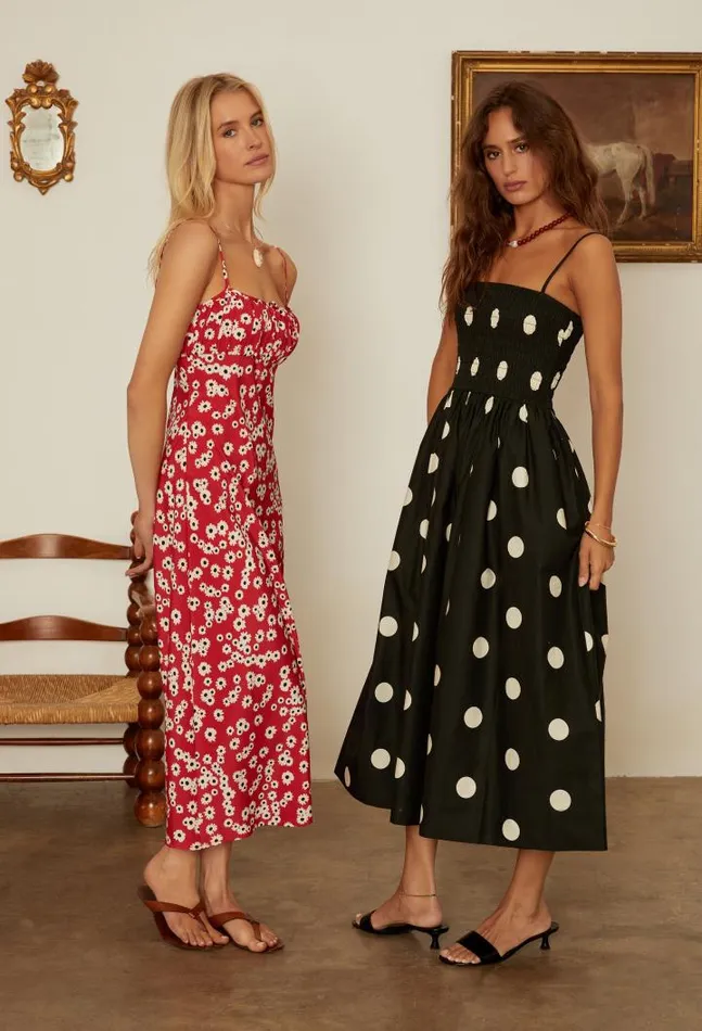 Leo Peony Print Spaghetti Strap Midi Dress PreOrder Women Ciao Lucia Long Dresses