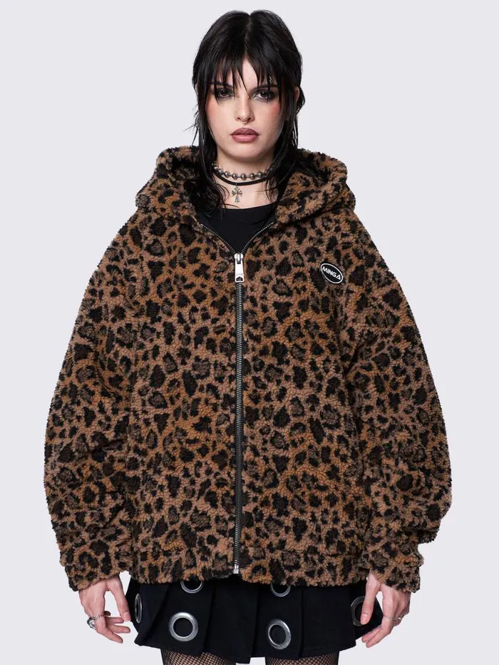 Leopard Borg Jacket Women Minga London Jackets