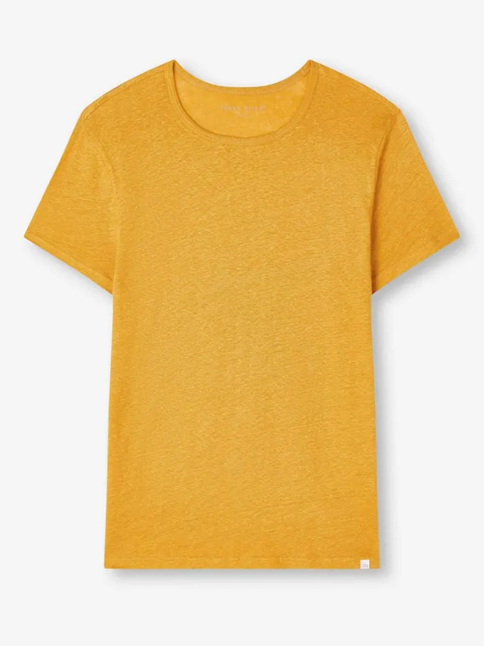 Linen TShirts Men Derek Rose TShirt Jordan Linen Mustard