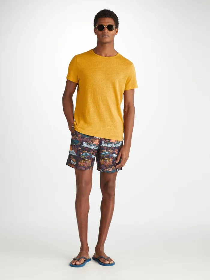 Linen TShirts Men Derek Rose TShirt Jordan Linen Mustard