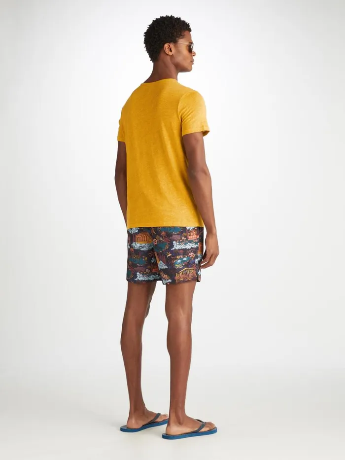 Linen TShirts Men Derek Rose TShirt Jordan Linen Mustard