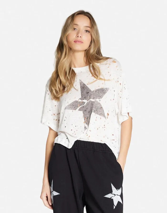 Linnea Cracked Star White Women Lauren Moshi Short Sleeve