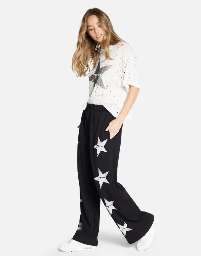 Linnea Cracked Star White Women Lauren Moshi Short Sleeve