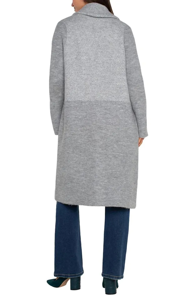 Liverpool Los Angeles Coatigans LONG SLEEVE SWEATER COATIGAN Grey Pattern Block 8211 Womens