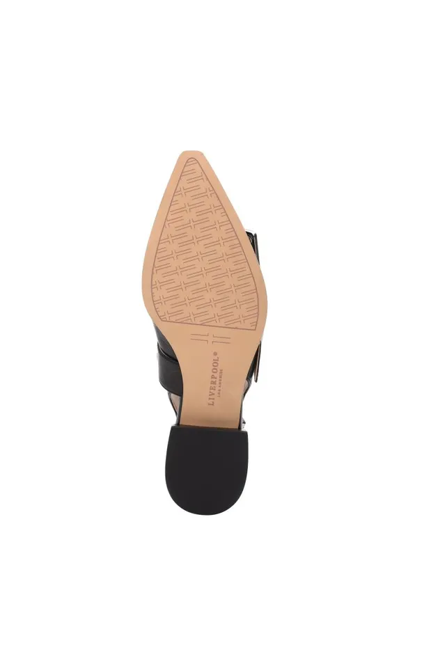 Liverpool Los Angeles Flats VILLA LEATHER SLINGBACK WITH DOUBLE BUCKLE Black 8211 Womens