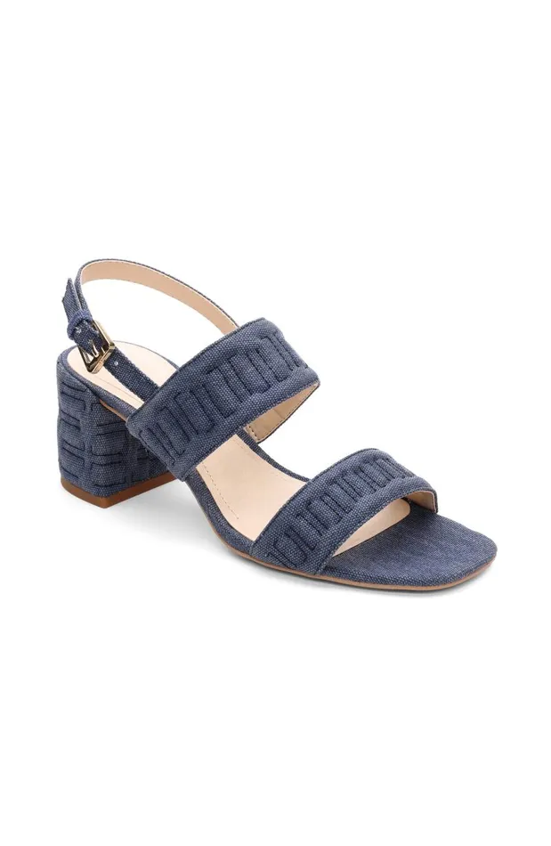 Liverpool Los Angeles Heels LAKEWOOD LOGO STITCH SLINGBACK WITH BLOCK HEEL Indigo 8211 Womens