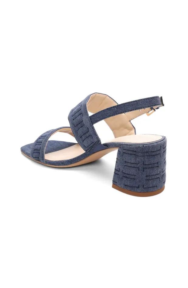 Liverpool Los Angeles Heels LAKEWOOD LOGO STITCH SLINGBACK WITH BLOCK HEEL Indigo 8211 Womens