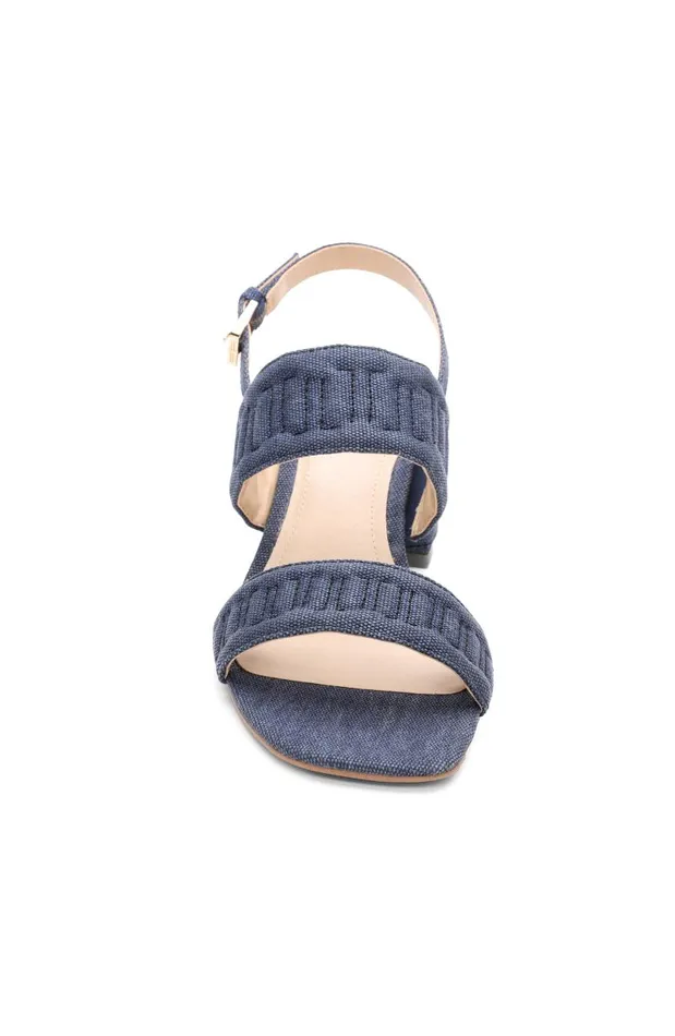 Liverpool Los Angeles Heels LAKEWOOD LOGO STITCH SLINGBACK WITH BLOCK HEEL Indigo 8211 Womens