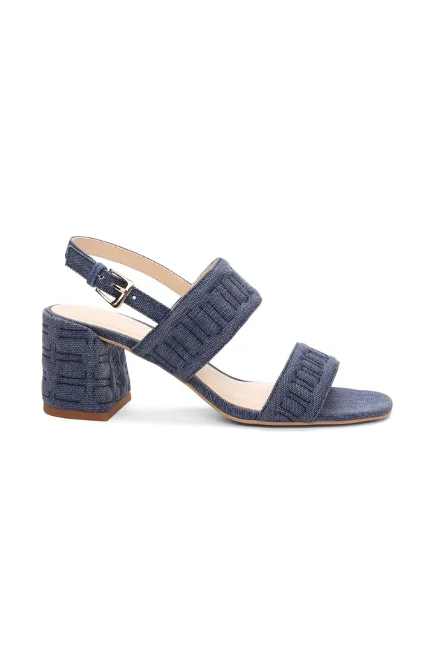 Liverpool Los Angeles Heels LAKEWOOD LOGO STITCH SLINGBACK WITH BLOCK HEEL Indigo 8211 Womens