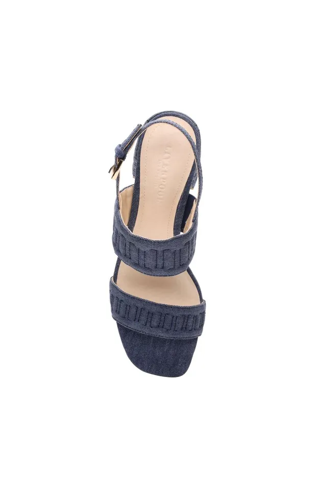 Liverpool Los Angeles Heels LAKEWOOD LOGO STITCH SLINGBACK WITH BLOCK HEEL Indigo 8211 Womens