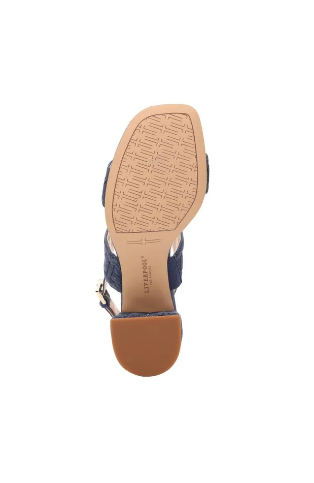 Liverpool Los Angeles Heels LAKEWOOD LOGO STITCH SLINGBACK WITH BLOCK HEEL Indigo 8211 Womens