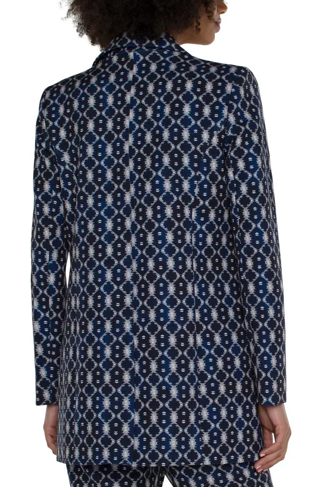 Liverpool Los Angeles Jackets BUTTON FRONT BOYFRIEND BLAZER Navy Batik Print 8211 Womens