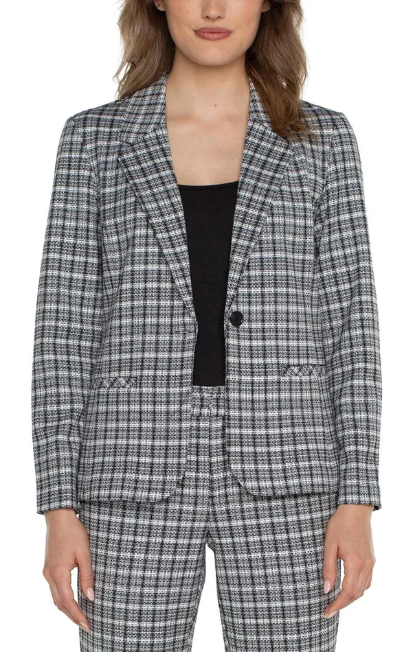 Liverpool Los Angeles Jackets FITTED BLAZER Black White Plaid 8211 Womens